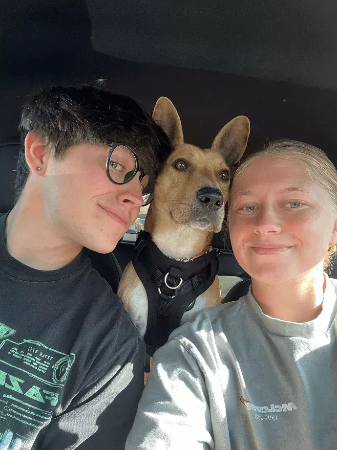 Brayden, dog and Nicole